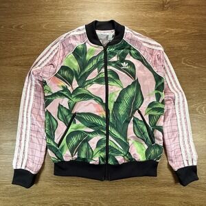 Adidas Originals x FARM Rio Jacket Women's Small Pink Floral Track Zip SST